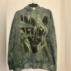 The mountain black panther hoodie green tie-dye style men’s large